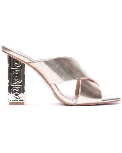 Liu Jo Logo Embossed Heeled Sandals - Metallic
