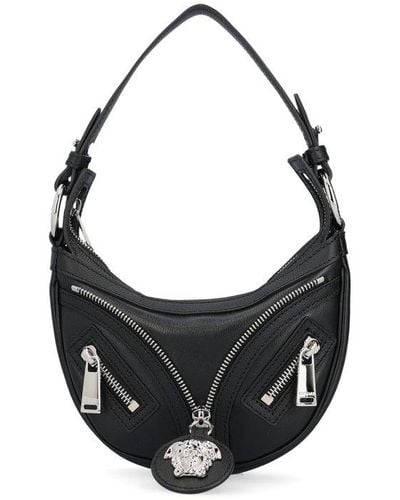 Versace Repeat Zip-detailed Small Hobo Bag - Black