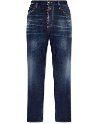 DSquared² Distressed Tapered Leg Jeans - Blue