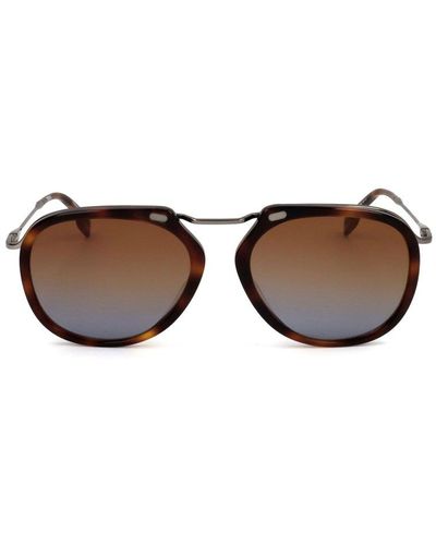 Zegna Aviator Frame Sunglasses - Brown