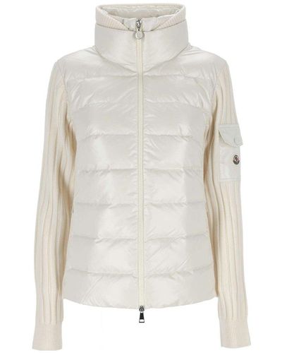 Moncler Paneled Zip-up Padded Jacket - White