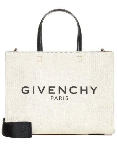 Givenchy Logo-print Medium Cotton-linen Blend Tote Bag - Natural