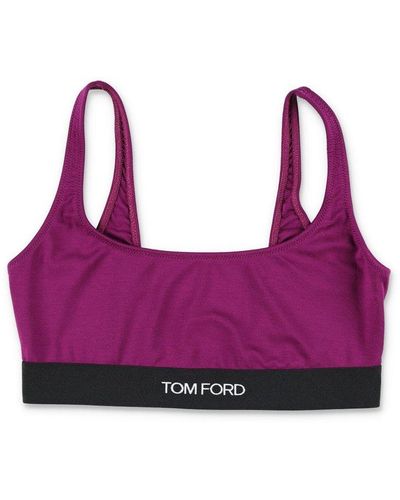 Tom Ford Logo Underband Scoop-neck Bra - Purple