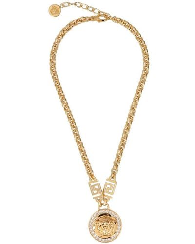 Versace Medusa Gold-tone Swarovski Crystal Necklace - Metallic