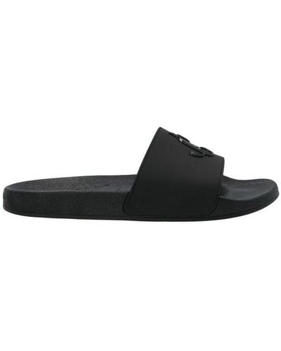 Jimmy Choo Logo Embossed Open-toe Slides - Black