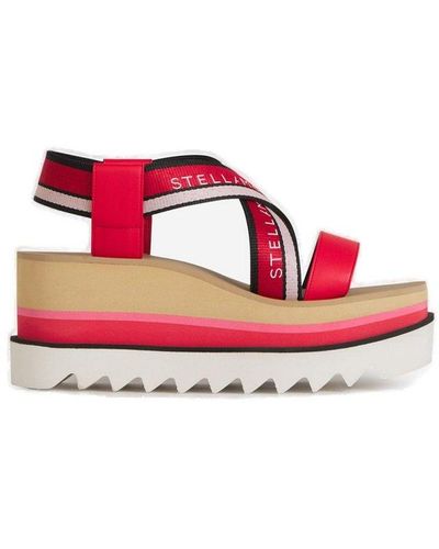 Stella McCartney Sneak-elyse Striped Platform Sandals - Red