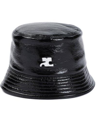 Courreges Signature Vinyl Bucket Hat - Black