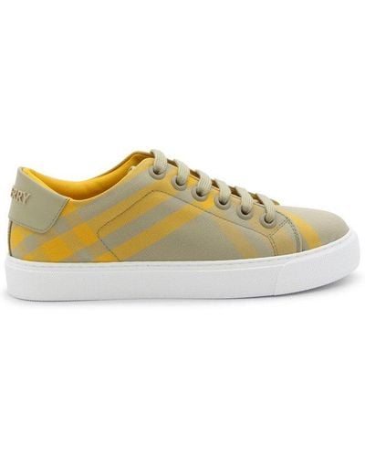 Burberry Checked Lace-up Sneakers - Yellow