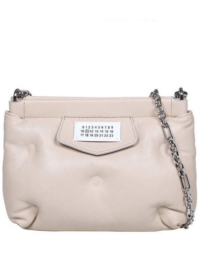 Maison Margiela Clutch Glam In Color Leather - Natural