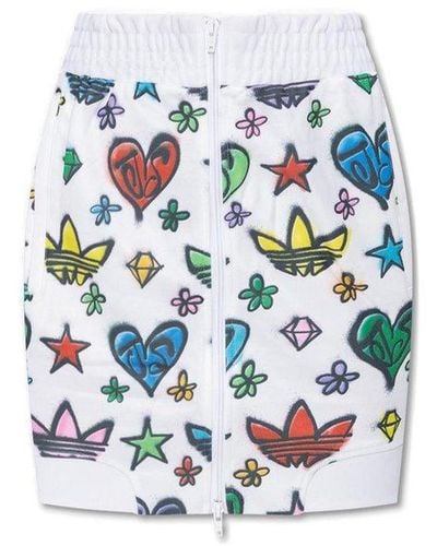 adidas Originals X Jeremy Scott Logo Pattern Skirt - White