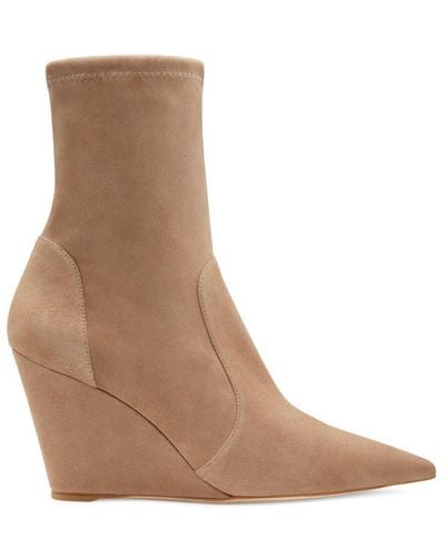 Stuart Weitzman , Stuart Wedge 85 Sock Bootie, Seasonal Styles, - Brown