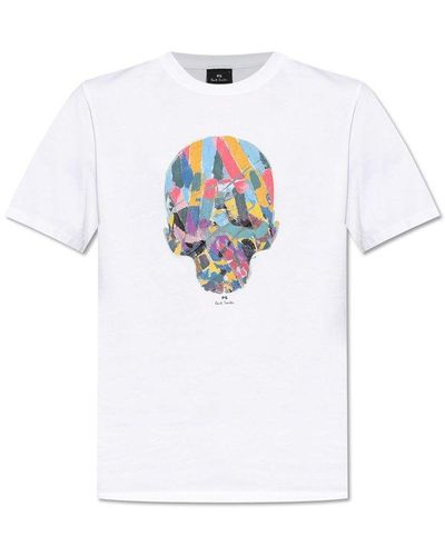 PS by Paul Smith Skull Printed Crewneck T-shirt - White
