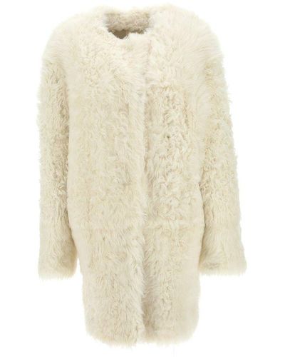 Loulou Studio Lagam Shearling Mid-length Coat - White