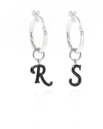 Raf Simons Logo Pendant Earrings - White