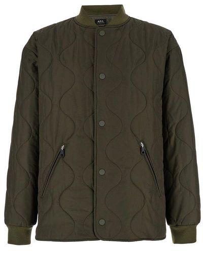 A.P.C. Quilted Bomber Jacket - Green