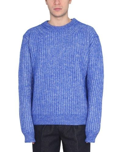 sunflower Crewneck Knitted Sweater - Blue