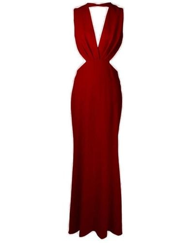 Elie Saab V-neck Sleeveless Dress - Red
