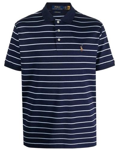Polo Ralph Lauren Polo Pony Embroidered Striped Polo Shirt - Blue