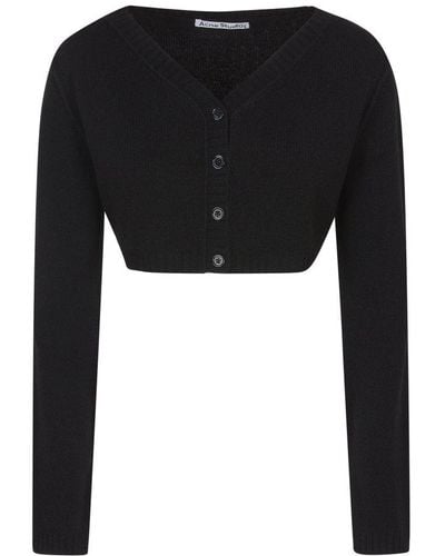 Acne Studios Cropped Buttoned Jumper - Black