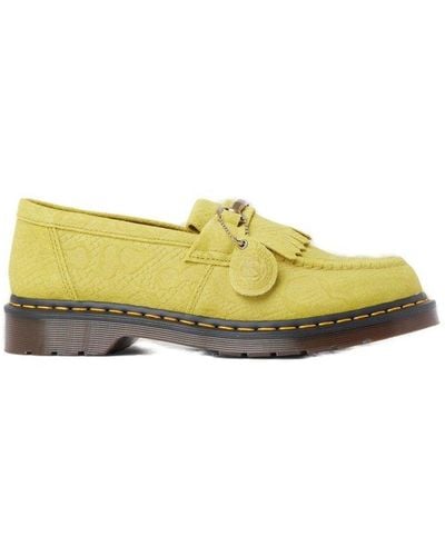 Dr. Martens Adrian Snaffle Repello Emboss Suede Kiltie Loafers - Yellow