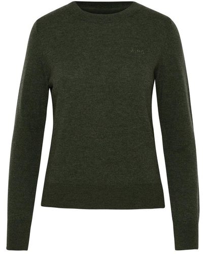 A.P.C. Logo Embroidered Knit Sweater - Green