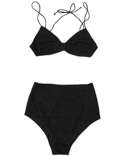 Oséree Lurex High-waist Bikini Set - Black