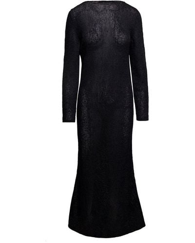 Tom Ford Fine Knit Semi-sheer Long Dress In Viscose Blend Woman - Black