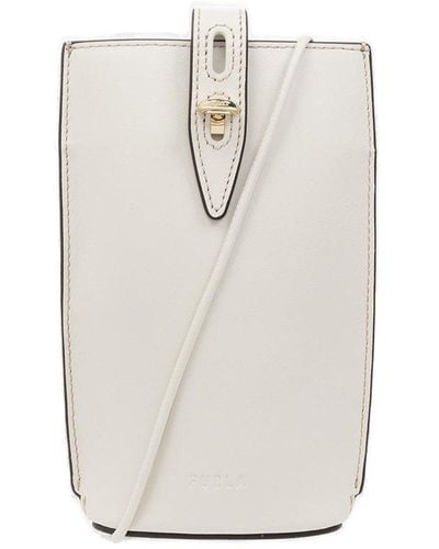 Furla 'unica Mini' Strapped Leather Phone Holder - White