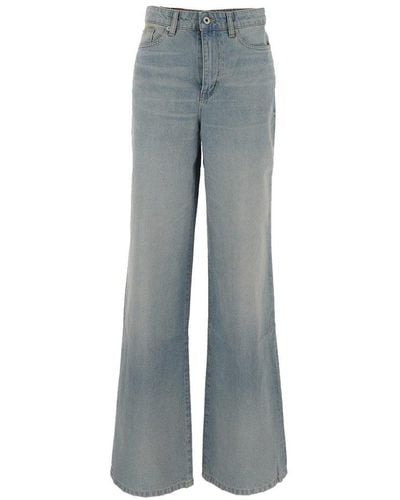 KENZO Logo Patch Wide-leg Jeans - Gray