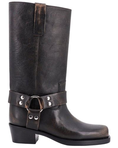 Paris Texas Roxy Buckle Detailed Cowboy Boots - Black
