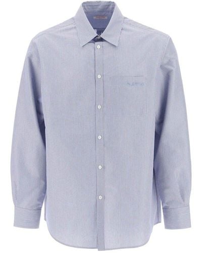 Valentino Striped Long-sleeved Shirt - Blue
