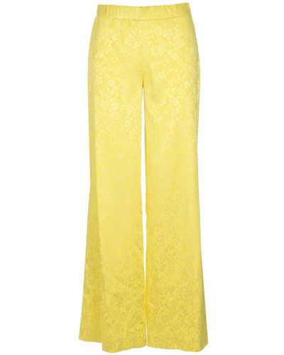 P.A.R.O.S.H. Jacquard Flared Trousers - Yellow