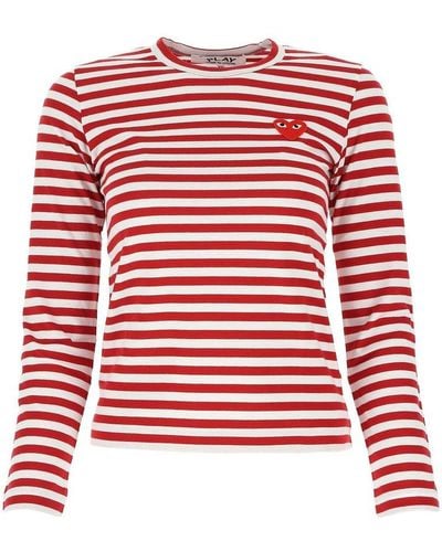 COMME DES GARÇONS PLAY Striped Long-sleeved T-shirt - Red