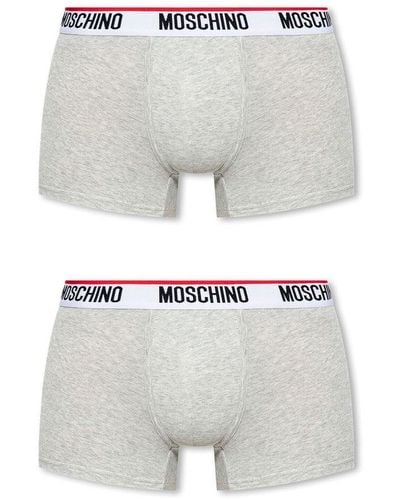 Moschino Logo Waistband Two-pack Boxers - Gray