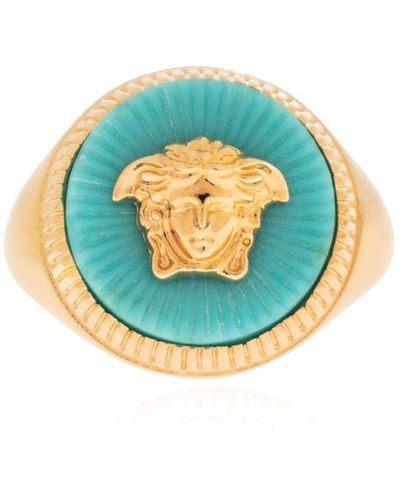 Versace Medusa Head Ring, - Blue