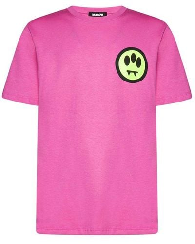 Barrow Logo Printed Crewneck T-shirt - Pink