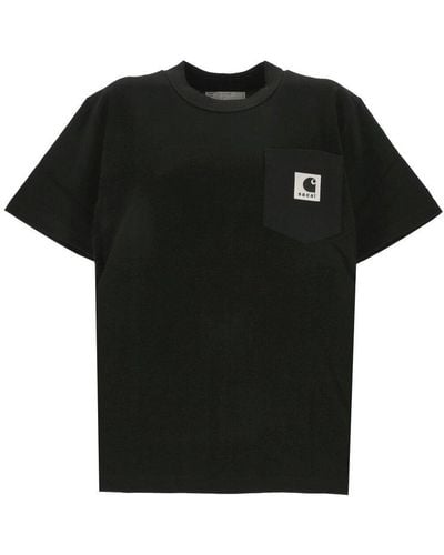 Sacai X Carhartt Wip Logo Patch Crewneck T-shirt - Black