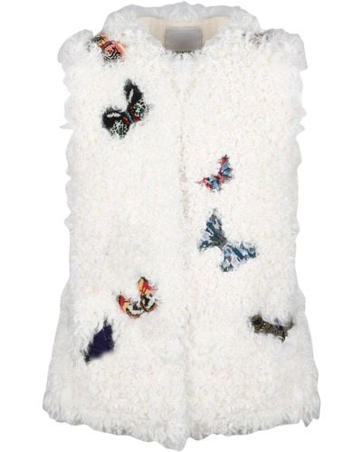 Valentino Butterfly-patched Round Neck Gilet - White