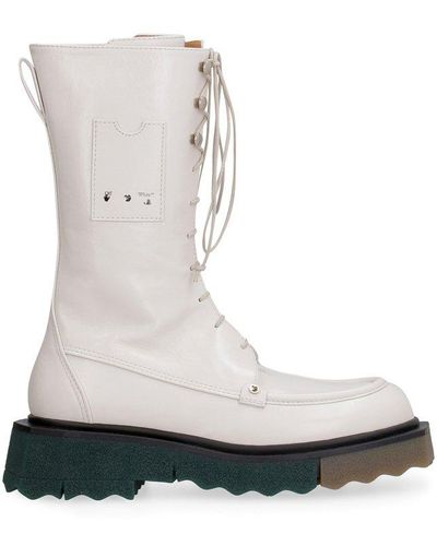 Off-White c/o Virgil Abloh Sponge Combat Leather Combat Boots - White