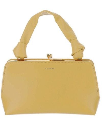 Jil Sander Goji Logo Embossed Mini Top Handle Bag - Yellow