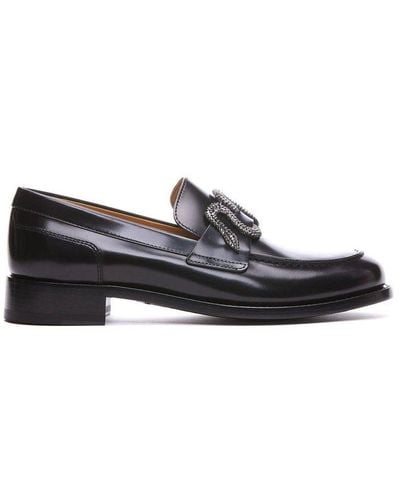 Rene Caovilla René Caovilla Morgana Embellished Slip-on Loafers - Black