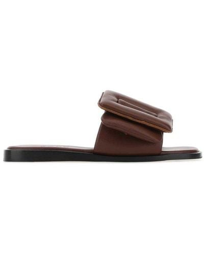 Boyy Oversized Puffy Buckle Sandals - Brown