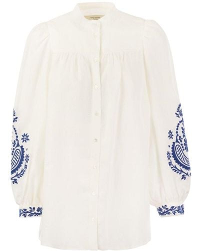 Weekend by Maxmara Carnia Linen Cloth Shirt With Embroidery - White