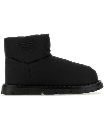 Prada Triangle Padded Boots - Black