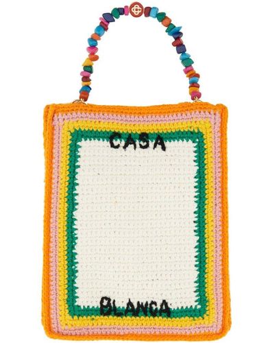 Casablancabrand Arch Beaded Crochet-knit Tote Bag - Yellow
