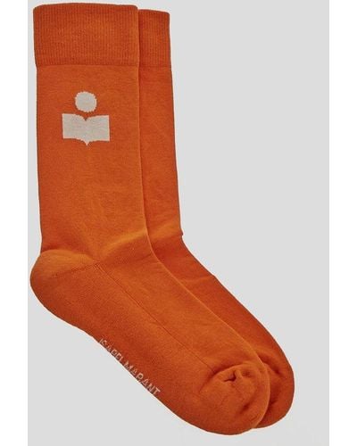 Isabel Marant Logo Intarsia Knitted Socks - Orange