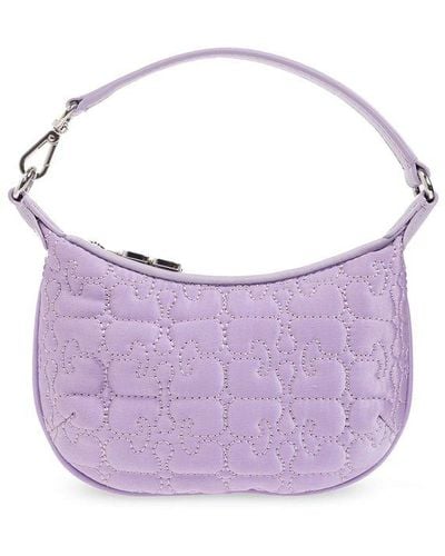 Ganni Monogrammed Handbag - Purple