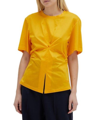 Erika Cavallini Semi Couture Short-sleeved Crewneck T-shirt - Yellow