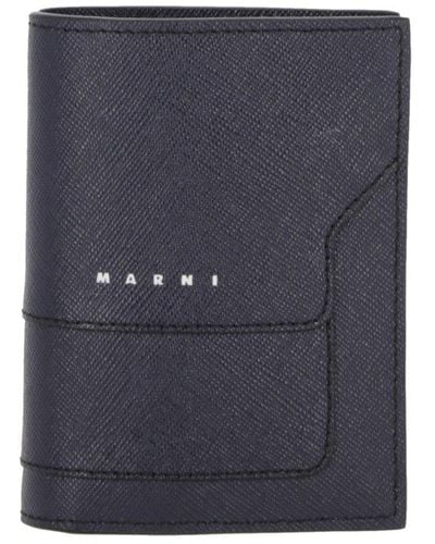 Marni Bi-fold Wallet With Textured Texture - Blue
