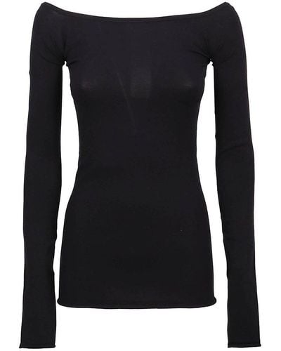 Sportmax Off-shoulder Long-sleeved Top - Black